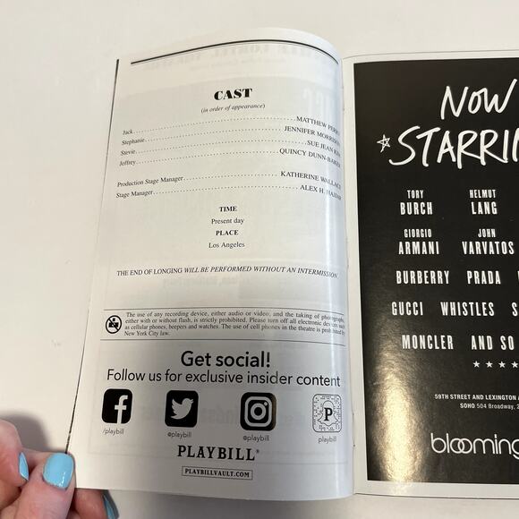 The End of Longing Pride Playbill Off Broadway Matthew Perry Jennifer Morrison - Picture 5 of 5